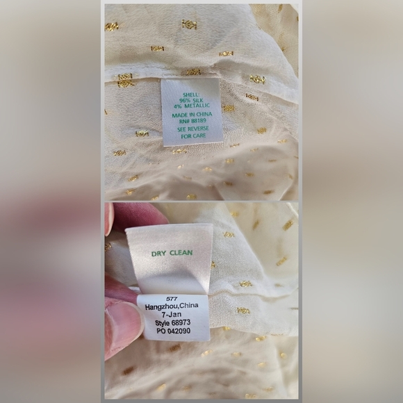 Lilly Pulitzer Silk Top, Cream & Gold Clip - Picture 16 of 16